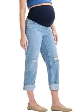 Isabel Maternity Over Belly Vintage Straight Leg Cropped Jeans Medium Wash 6